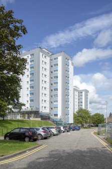 Stewart Park Court. General view from south with Hilton Court in background.