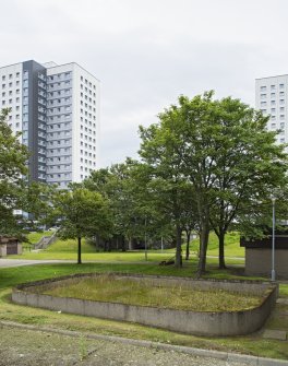 Seaton House. View of landscaping from west with Aulton Court and Northsea Court behind. 