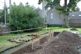 Excavation photograph, Trench 1 fully excavated looking NE, St Drostan's Episcopal Church, Old Deer