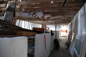 Survey photograph of Steading Building 17, interior of S section, pig cubicles, Blairs College and Estate 