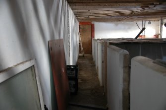 Survey photograph of Steading Building 17, interior of S section, pig cubicles, Blairs College and Estate 