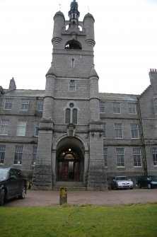 Survey photograph of New College, details of entrance tower, Blairs College and Estate 