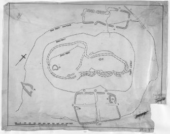 Publication drawing; site plan of Burnswark showing Roman and native works