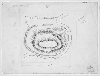 Publication drawing; plan of motte and bailey, Garpol Water (RCAHMS 1920 fig. 95)