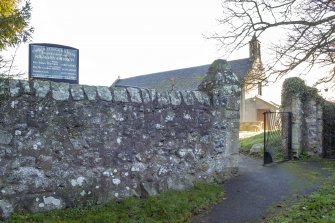 View of gate piers at entrance to church yard