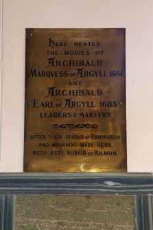 Detail of 'Argyll Martyrs' memorial plaque.