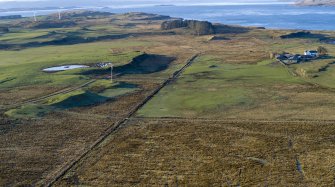Oblique aerial view of the Dig Mhor as it drains towards Black Mill Bay 