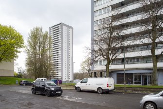 View of 120 Wyndford Road from northeast with 151 in background