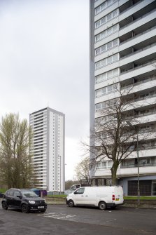 View of 120 Wyndford Road from northeast with 151 in background