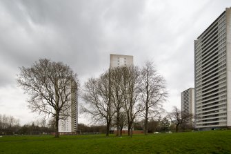 General view of relationship to other tower blocks from southwest. From left - 191, 171, 120, 151