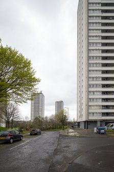 View east of 120, 151, 171, and 191 Wyndford Road tower blocks