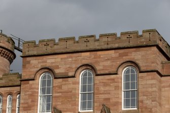Detail of south facing crenellations