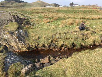 Detail showing the drainage ditch cut through bedrock