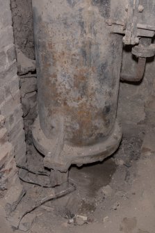 Interior. Sub-basement onto North Frederick Street. Detail of base of hydraulic control valve.