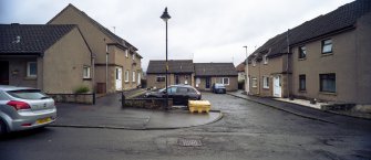 View from south showing courtyard at Nos 26-40 High Street, Clackmannan