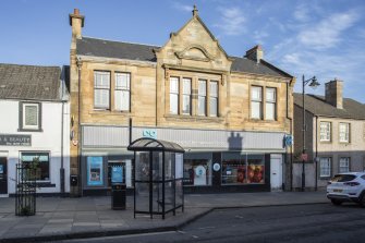 View from south showing Co-op Food Store at Nos 23-25 Main Street, Clackmannan