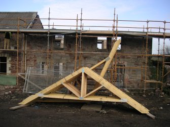 Historic Building Survey photograph, Direction facing NE, Building A, West elevation, Goshen Farm, Musselburgh