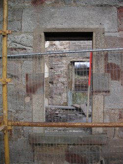 Historic Building Survey photograph, Direction facing NE, Building A, West elevation, Ground floor window, Goshen Farm, Musselburgh