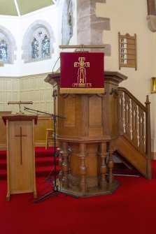 Chancel. View of pulpit.