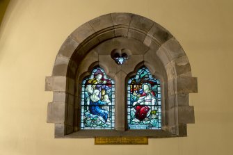 Chancel. Detail of stained glass window.