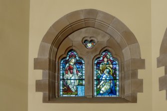 Chancel. Detail of stained glass window.