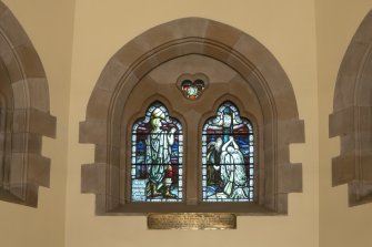 Chancel. Detail of stained glass window.