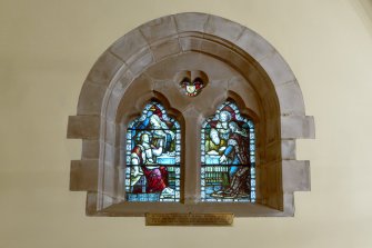 Chancel. Detail of stained glass window.