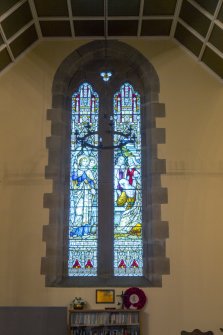 Transept. Detail of stained glass window. 