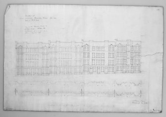 Front wall plans and elevation of tenements.
Titled: 'Elevation of  Lots 1. 2. 3. & 4. Brunton Terrace (East Side)  Feued to Mr A Hood'.
Insc: 'Copy of this Elevation handed to  Mr Hood - Builder - 25th May 1888  Got block plan for same from feuing  plan - May 3rd - 1888' '21 St Andrew Square'.
Dated: 'Edinburgh May 25th 1888'.
