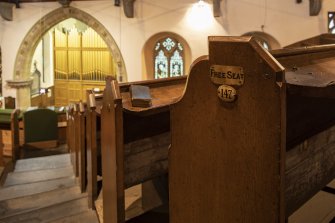 Gallery. View looking towards platform and organ.