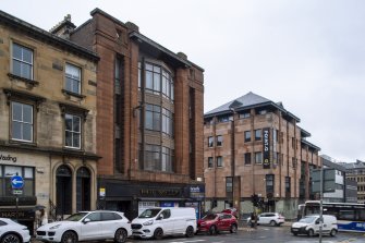 View of corner setting from Bath St from west