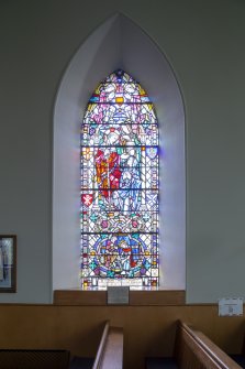 Detail of William Wilson stained-glass window of Christ with Martha and Mary (after 1939)