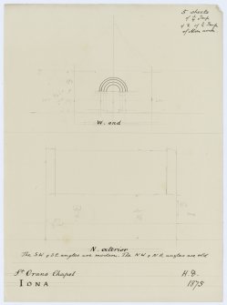 Sketch showing W and N elevations, St Oran's Chapel, Iona.