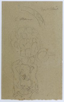 Rough sketch of decoration on centre of cross-head and panel below, W face of St Martin's Cross, Iona.