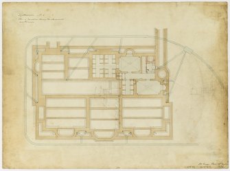 Drawing showing plan of foundations and drains, Spottiswoode House.
