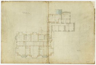 Drawing showing plan of bedroom floor, Spottiswoode House.