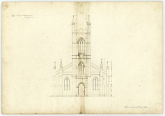 Drawing of St Peter's Parish Church, Thurso, showing front elevation.