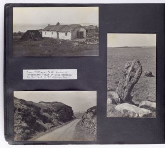 Violet Banks Photograph Album - Islay - Page 4 - Lower Killeyen (Cill Eathain); Sculptured Stone at Cill Chomain; On the road to Kilchairan Bay
