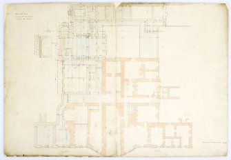 Drawing of Raehills House showing plan of sunk floor with additions.