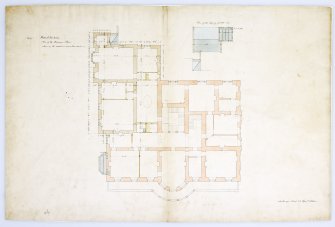 Drawing of Raehills House showing plan of bedroom floor with alterations and additions.