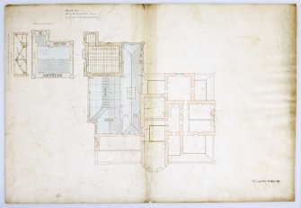 Drawing of Raehills House showing alterations to attic and roof plan.