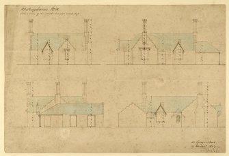 Drawing showing elevations of smith's house and workshop, Whittinghame House.