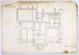 Drawing of Gosford House showing plan of foundations with scarcements and drains.