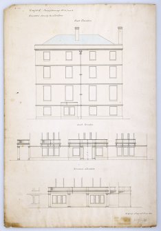 Drawing of Gosford House showing elevations with alterations.