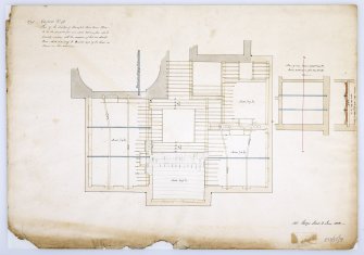 Drawing of Gosford House showing plan of timbers of principal bedroom floor.