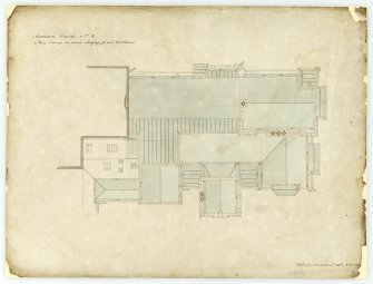 Drawing showing plan of roof of new additions, Hoddom Castle.