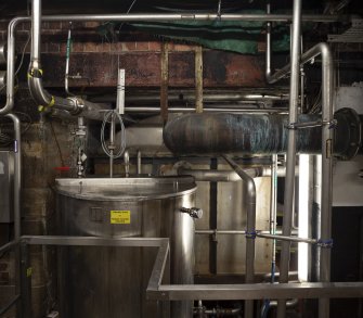 Interior. Brewhouse, ground floor. View of Hopback area (adjacent to coppers 1-3 firing/firebox level)