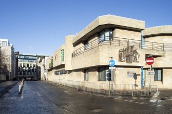 View of west facade on Ponton Street, from south.