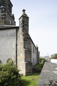 View of north east buttress of Burntisland Parish Church, from north east.