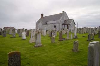 General view from north west showing graveyard setting